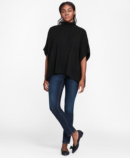 Brooks Brothers Wool-blend Cable-knit Turtleneck Poncho