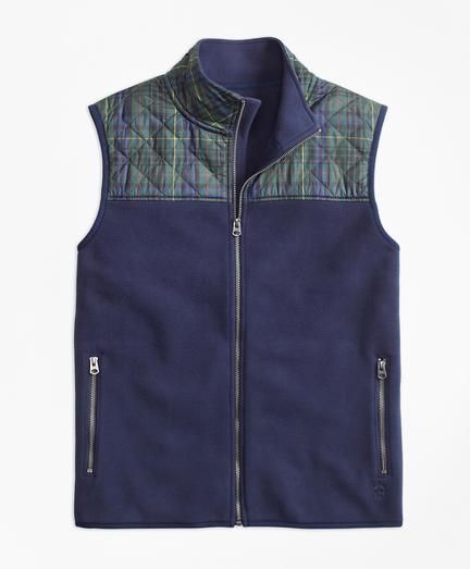 Brooks Brothers Plaid Quilted-yoke Polar Fleece Vest