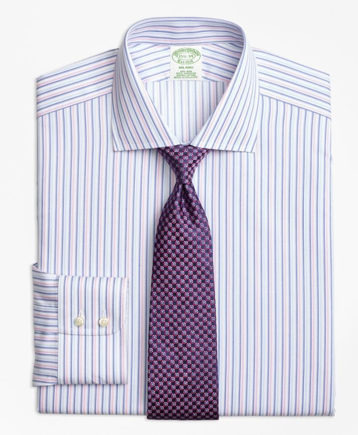 Brooks Brothers Men's Non-iron Extra Slim Fit Alternating Twin Stripe Dress Shirt