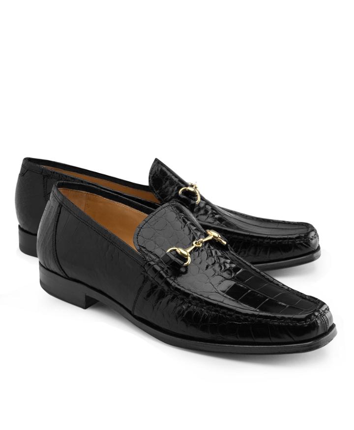 Brooks Brothers Men's Genuine American Alligator Classic Bit Loafers