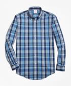 Brooks Brothers Men's Non-iron Madison Fit Heathered Madras Sport Shirt