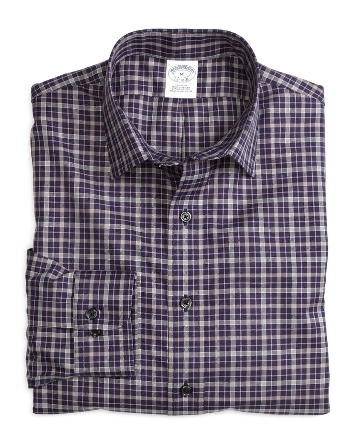 Brooks Brothers Men's Non-iron Slim Fit Mini Check Sport Shirt