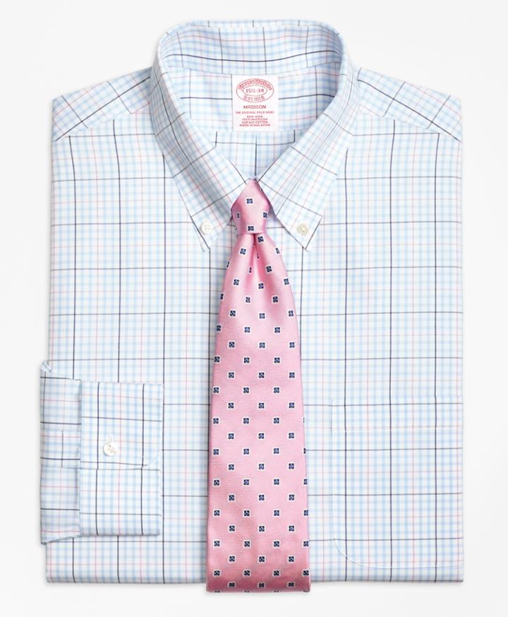 Brooks Brothers Men's Non-iron Regular Fit Alternating Overcheck Dress Shirt