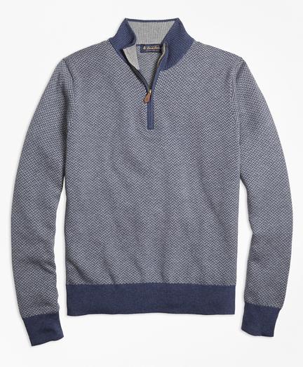 Brooks Brothers Supima Cotton Cashmere Herringbone Half-zip Sweater