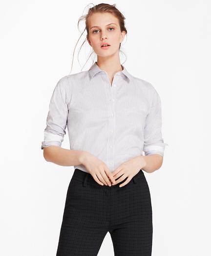 Brooks Brothers Non-iron Striped Cotton Twill Shirt