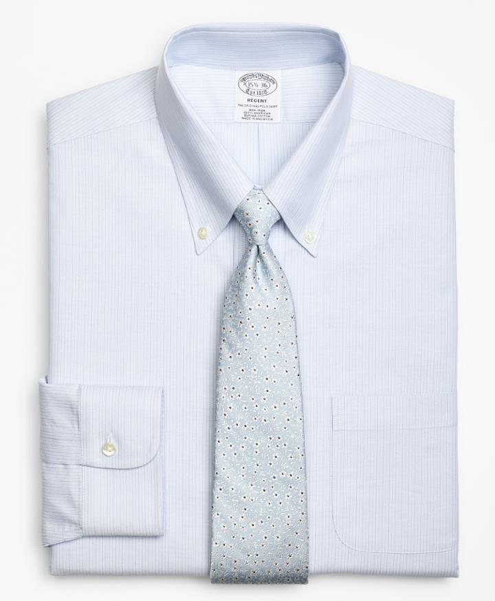 Brooks Brothers Men's Brookscool Slim Fitted Dress Shirt, Non-iron Tonal Alternating Stripe