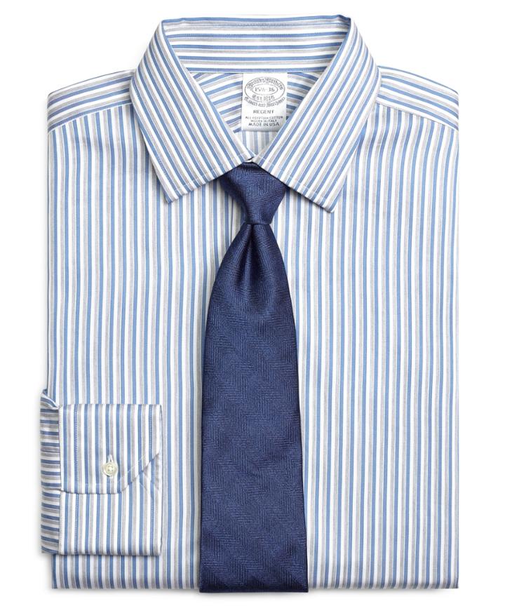 Brooks Brothers Men's Slim Fitted Dress Shirt, Heathered Twin Stripe
