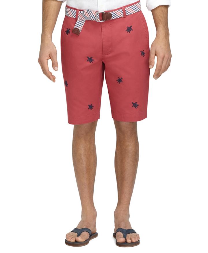 Brooks Brothers Men's 11 Embroidered Turtle Bermuda Shorts