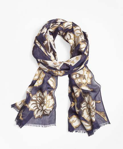 Brooks Brothers Metallic Floral-print Scarf
