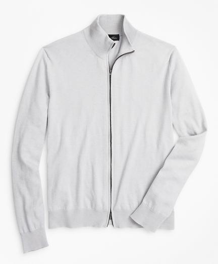 Brooks Brothers Golden Fleece 3-d Knit Cashmere Silk Full-zip Sweater