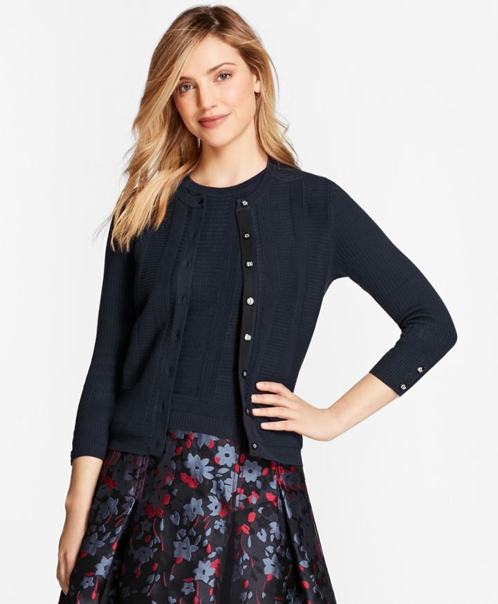 Brooks Brothers Women's Mixed-stitch Cotton Cardigan