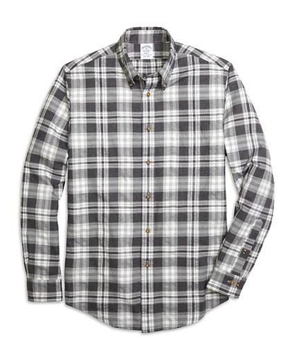 Brooks Brothers Regent Fit Flannel Heathered Multi Plaid Sport Shirt