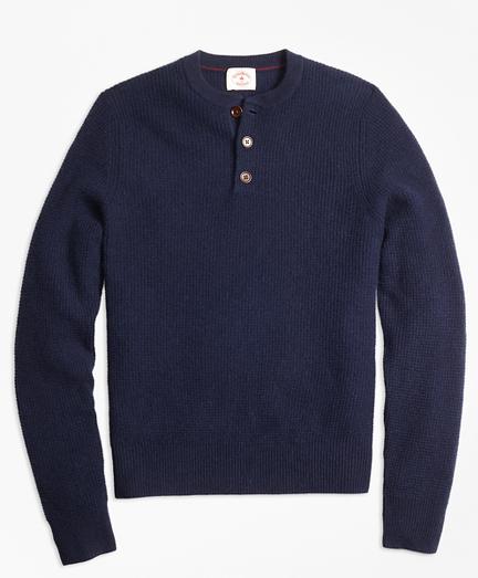 Brooks Brothers Cashmere Waffle Henley Sweater