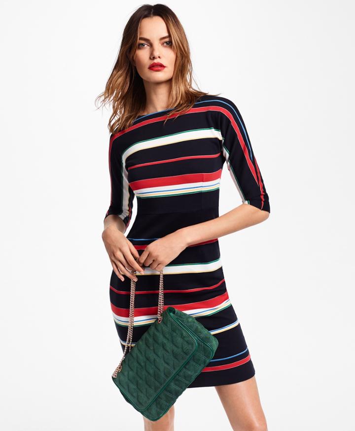 Brooks Brothers Women's Striped Supima Cotton Interlock Jersey Dress