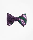 Brooks Brothers Men's Framed Parquet With Natte Double Stripe Reversible Bow Tie