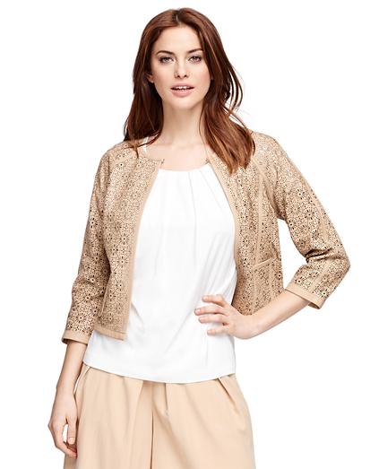 Brooks Brothers Laser Cut Leather Jacket