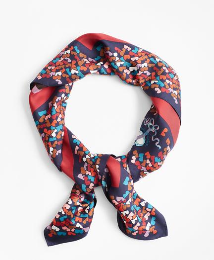 Brooks Brothers Stylized Figural-print Silk Square Scarf