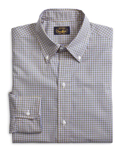 Brooks Brothers Own Make Yellow And Blue Mini Plaid Sport Shirt