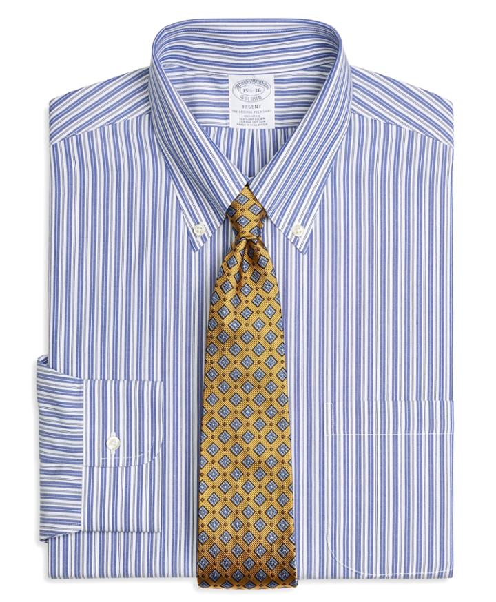 Brooks Brothers Men's Slim Fitted Dress Shirt, Non-iron Bold Split Stripe