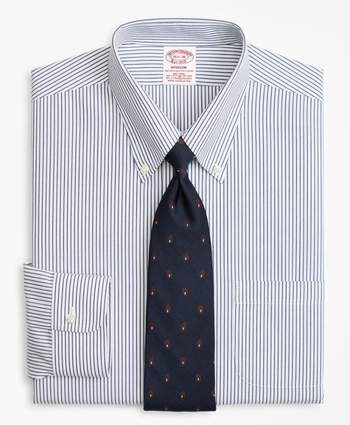 Brooks Brothers Men's Stretch Regular Fit Classic-fit Dress Shirt, Non-iron Pencil Stripe