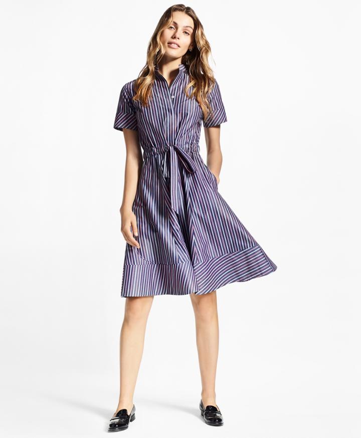 Brooks Brothers Women's Petite Striped Cotton Poplin Shirt Dress