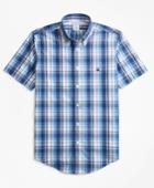 Brooks Brothers Men's Non-iron Regent Fit Plaid Short-sleeve Sport Shirt