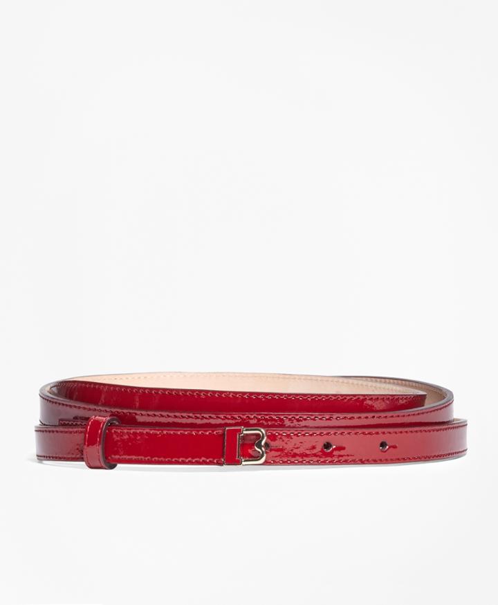 Brooks Brothers Women's Skinny Patent Leather B Buckle Belt
