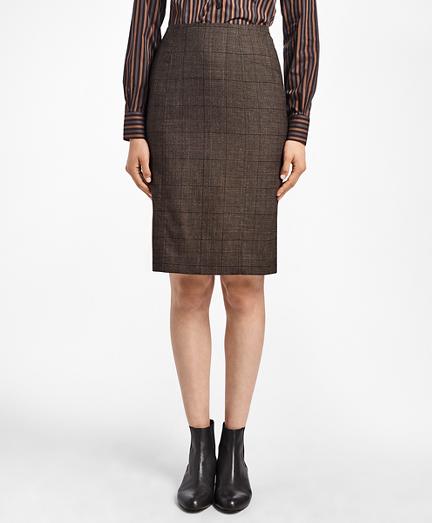 Brooks Brothers Loro Piana Prince Of Wales Pencil Skirt