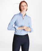 Brooks Brothers Women's Petite Non-iron Wide-striped Stretch-cotton Poplin Fitted Shirt