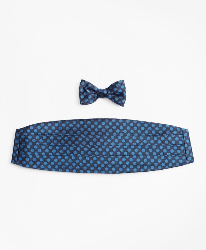 Brooks Brothers Men's Large Polka Dot Bow Tie And Cummerbund Set