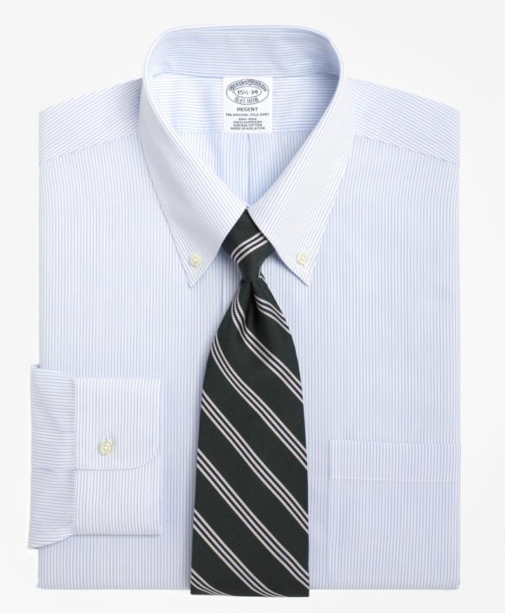 Brooks Brothers Men's Non-iron Slim Fit Mini Pinstripe Dress Shirt