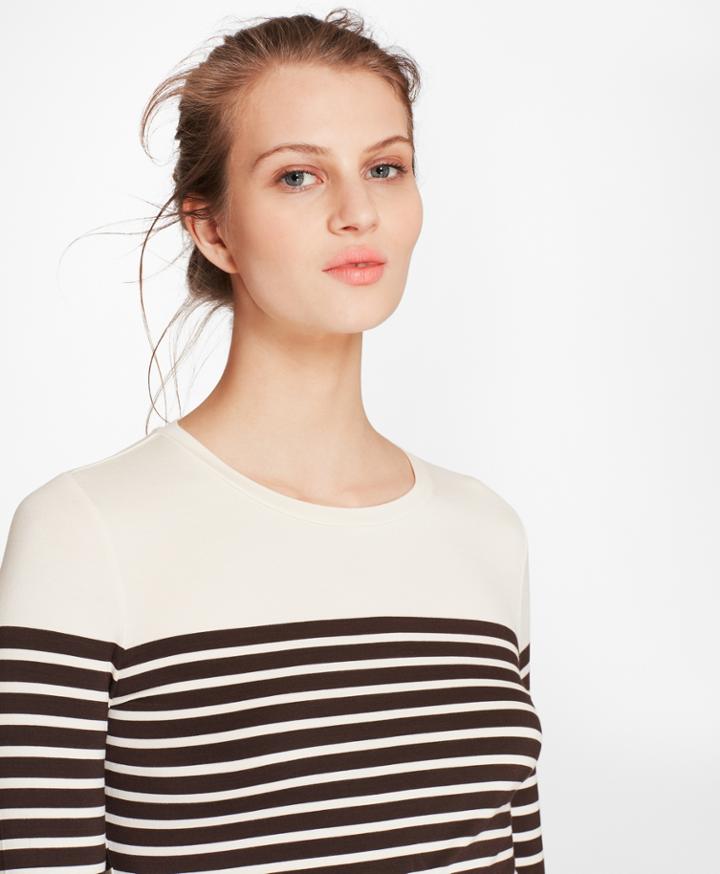 Brooks Brothers Women's Striped Jersey Long-sleeve T-shirt