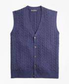 Brooks Brothers Merino Wool Cable Button-front Vest