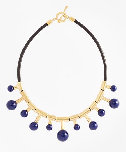 Brooks Brothers Gold-plated Sphere-drop Leather Necklace
