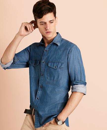 Brooks Brothers Chambray Western Sport Shirt