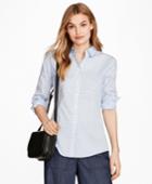 Brooks Brothers Women's Floral-print Stretch Cotton Gingham Shirt