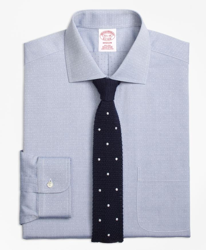 Brooks Brothers Men's Non-iron Regular Fit English Collar Dobby Dress Shirt