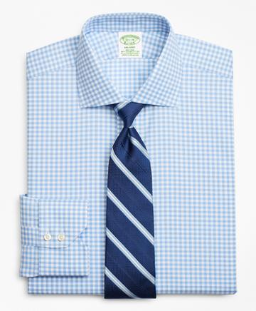 Brooks Brothers Stretch Milano Slim-fit Dress Shirt, Non-iron Royal Oxford Gingham