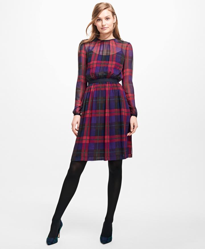 Brooks Brothers Women's Plaid Chiffon Dress