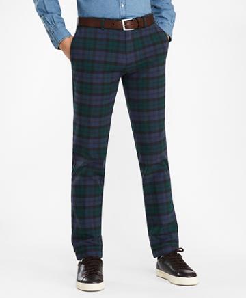 Brooks Brothers Slim Black Watch Tartan Cotton Chinos