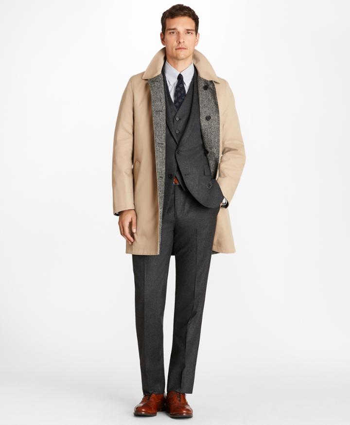 Brooks Brothers Men's Reversible Gabardine-herringbone Twill Trench Coat