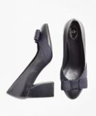 Brooks Brothers Grosgrain-trimmed Leather Pumps