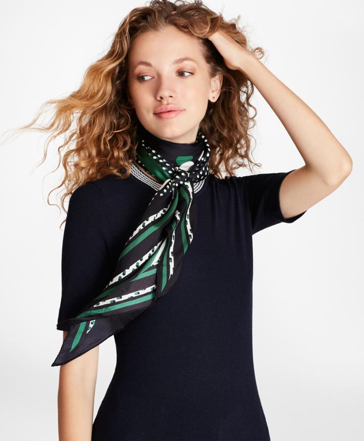 Brooks Brothers Women's Geometric-print Silk Diamond Scarf