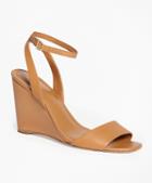Brooks Brothers Leather Ankle-strap Open-toe Wedges