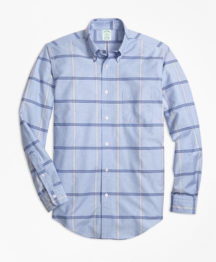 Brooks Brothers Milano Fit Oxford Bb#1 Windowpane Sport Shirt