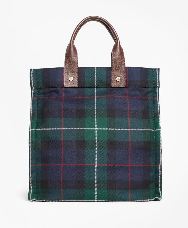 Brooks Brothers Women's Black Watch Plaid Wool Tote Bag