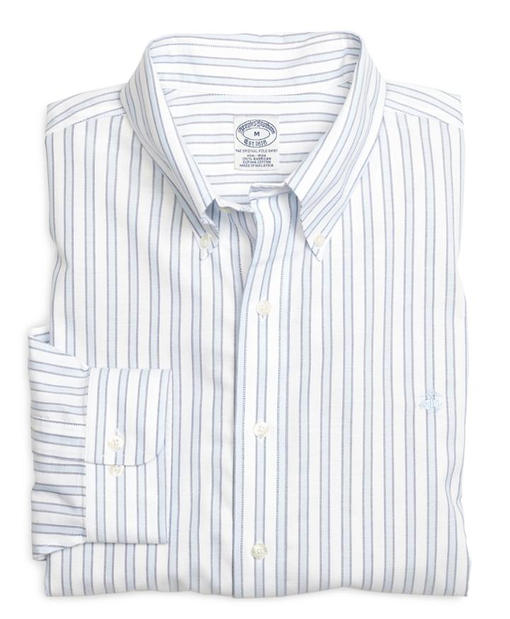 Brooks Brothers Men's Non-iron Slim Fit Framed Stripe Sport Shirt