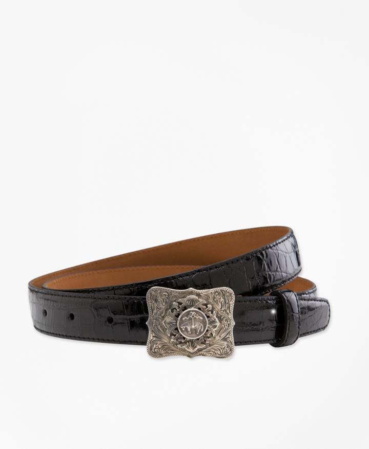 Brooks Brothers Women's Alligator Belt With Sterling Buckle