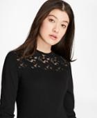 Brooks Brothers Women's Lace-yoke Wool-cashmere-blend Sweater