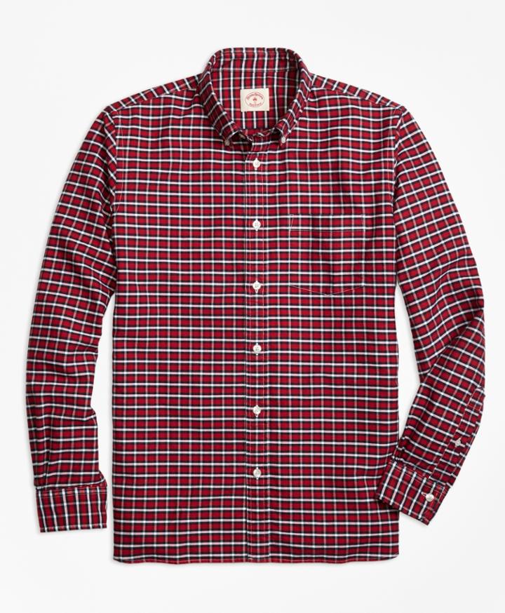 Brooks Brothers Men's Plaid Oxford Sport Shirt